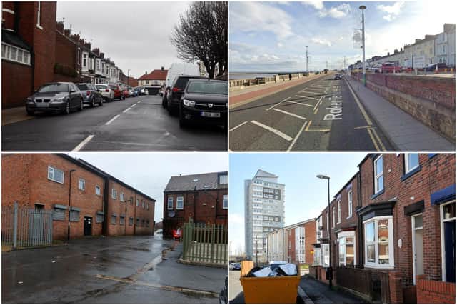 (clockwise from top left) Park Gate, Roker Terrace (Picture: Google), Zetland Street and Dixon's Square