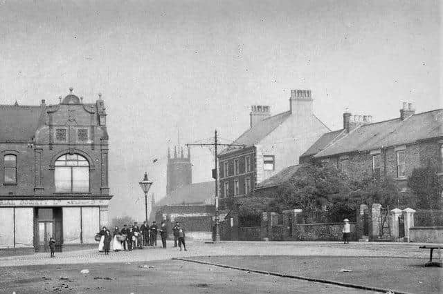 The west end of Southwick Green in the early 1900s showing the top of Stoney Lane