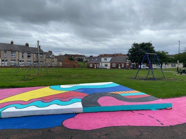 Diamond Hall pocket park underwent a jazzy makeover in lockdown thanks to local artist Kathryn Robertson.  She said: “I’ve really enjoyed the park commission, it’s not my usual style but I loved working with the colours and people using the park have said it’s made a difference. I think bright, colourful artwork can improve an environment and also improve people’s sense of wellbeing – it cheers you up!"