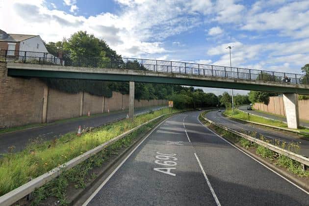 Police are investigating after a group of teenagers were spotted throwing objects from a footbridge onto the A690 below. Photo: Google Maps.