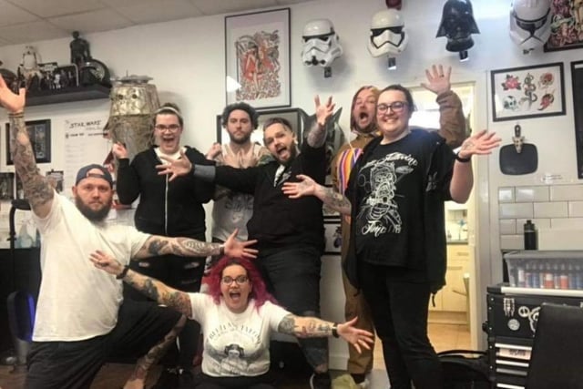 Blue Lass Tattoo staff, pictured in 2019, are using the free delivery service.