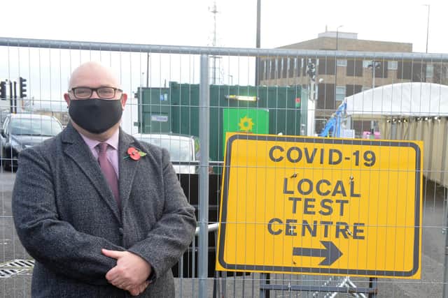 Sunderland City Council leader Councillor Graeme Miller during a visit to a coronavirus testing centre in Corporation Road, Hendon, Sunderland, late last year.