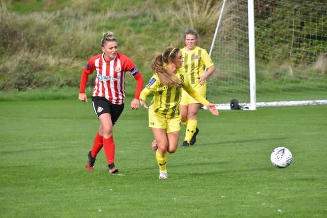 Sunderland Ladies captain Keira Ramshaw in action - photo by Colin Lock.