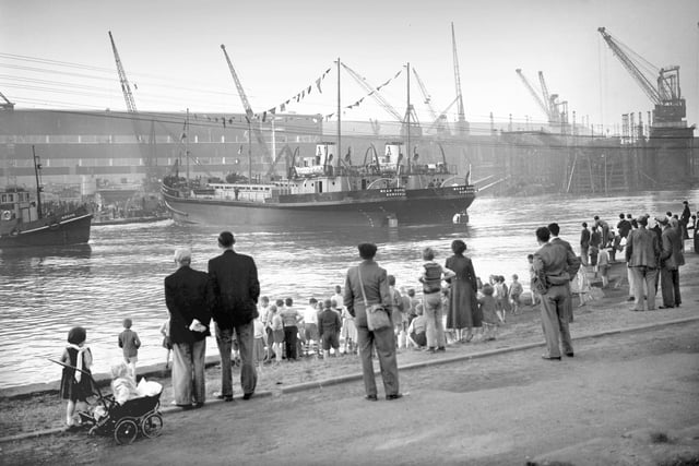 The two new diesel hopper barges when they were launched at the North Sands yard of Joseph L Thompson in 1959.