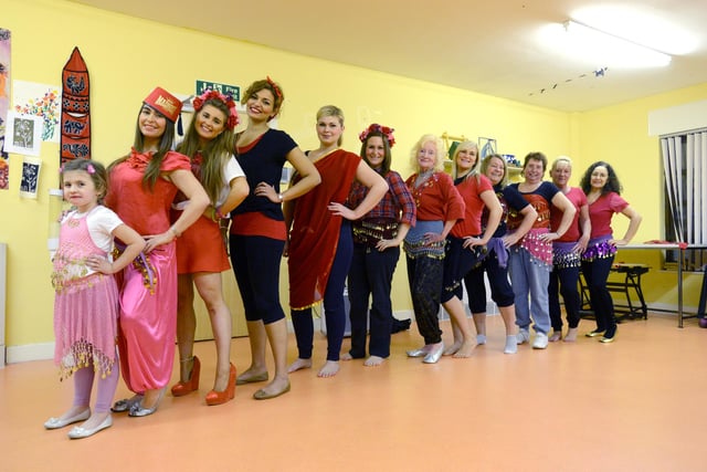 Sara Smith and members of her belly dancing class at the Chance Community Centre in 2014.