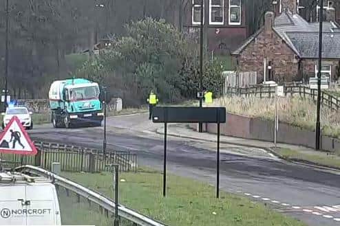 A HGV spilled tarmac onto one of the lanes, blocking the road. Photo: North East Live Traffic.