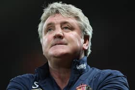MANCHESTER, ENGLAND - NOVEMBER 05:  Steve Bruce of Sunderland watches from the touchline during the Barclays Premier League match between Manchester United and Sunderland at Old Trafford on November 5, 2011 in Manchester, England.  (Photo by John Peters/Manchester United via Getty Images)