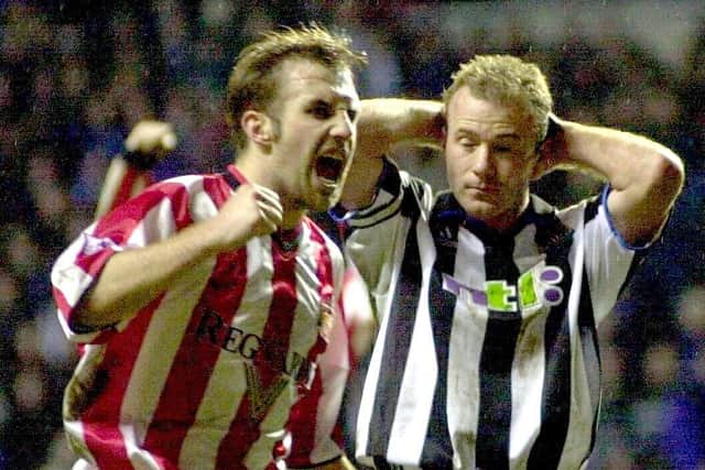 Sunderland's Darren Williams and Newcastle's Alan Shearer, November 18, 2000. Guess which one of them has just failed to score a penalty. Image: North News.