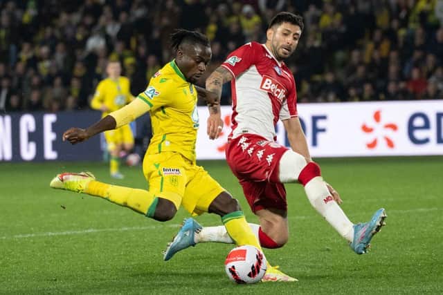 Newcastle United target Moses Simon in action for Nantes against Monaco (Photo by LOIC VENANCE/AFP via Getty Images)