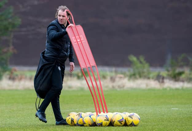 Hearts manager Robbie Neilson takes training ahead of Saturday's match with St Mirren. Picture: SNS