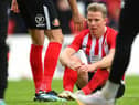 Sunderland player Grant Leadbitter reacts dejectedly after the Sky Bet League One Play-off Semi Final 2nd Leg match between Sunderland and Lincoln City  at Stadium of Light on May 22, 2021 in Sunderland, England. (Photo by Stu Forster/Getty Images)