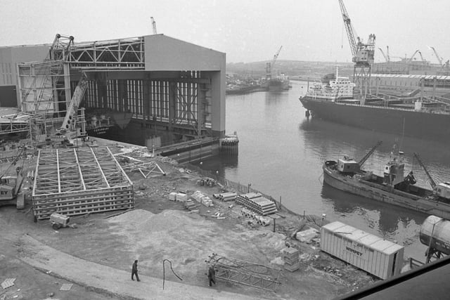The shipyard in 1976. Its footprint could now house the world's largest 'water studio' utilising the existing structures.