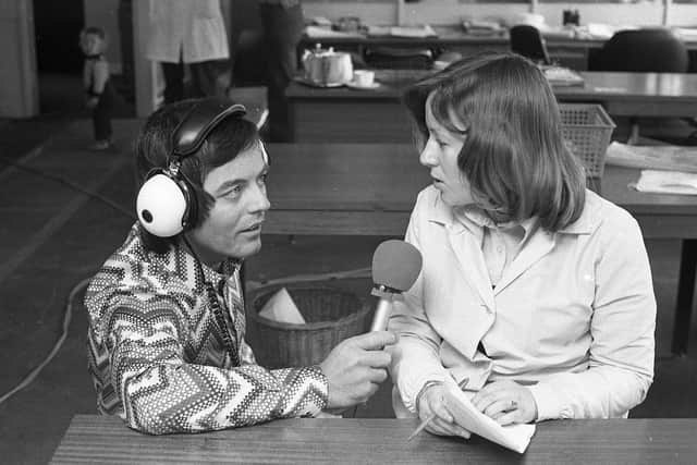 Tony conducting an interview at Milburns in 1973.