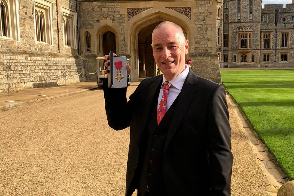 Rob Lawson received his OBE in a presentation at Windsor Castle