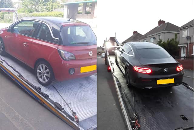 Police have seized two vehicles in Grangetown and Ryhope following concerns from residents.