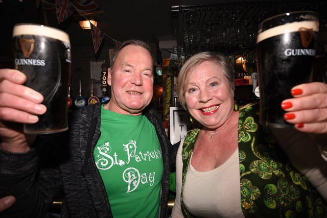 Saltgrass customers Joe Harrison and his wife Patricia from Fullwell celebrate St Patrick's Day which also falls on Patricia's birthday.