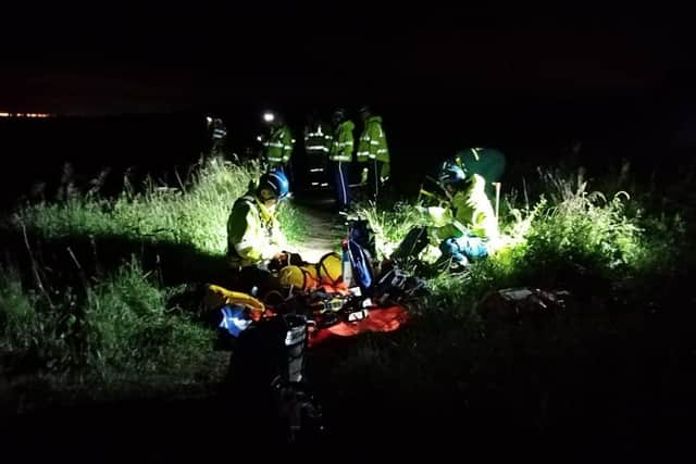 A photo shared by Sunderland Coastguard Rescue Team as its officers and their colleagues worked at the scene.