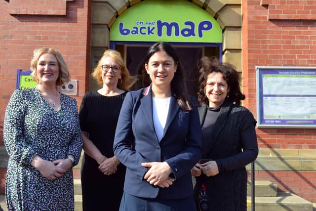 Lisa Nandy (front) with (from left) Back on the Map CEO designate Joanne Cooper, chair Julie Gray and Sunderland Central MP Julie Elliott