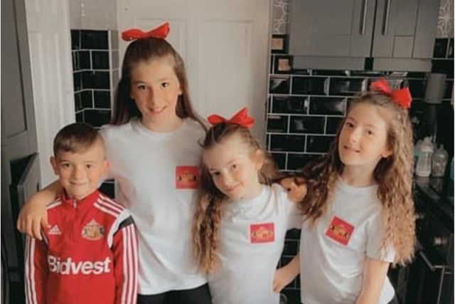 Alisha, Amelia, Lexie and Jayden are all ready for the match this afternoon.