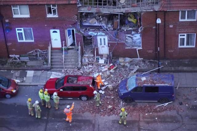 The damage caused by the suspected gas explosion.