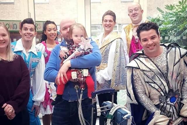 Joe McElderry and the panto cast on the day they met Beatrix.