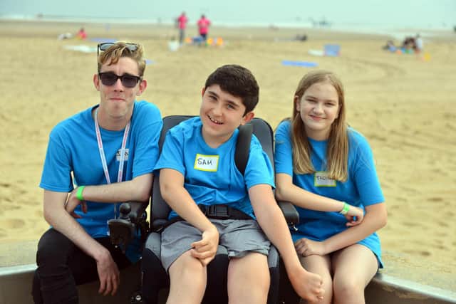Together for Children Sunderland Stars Group from left Ian Williams, Sam Ogle and Talitha Green at the Sandhaven beach party.