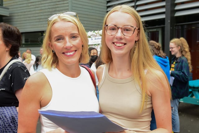 Eve Fawcett, who earned the best results at St Anthony's Girl's Catholic Academy,  with her mum Helen