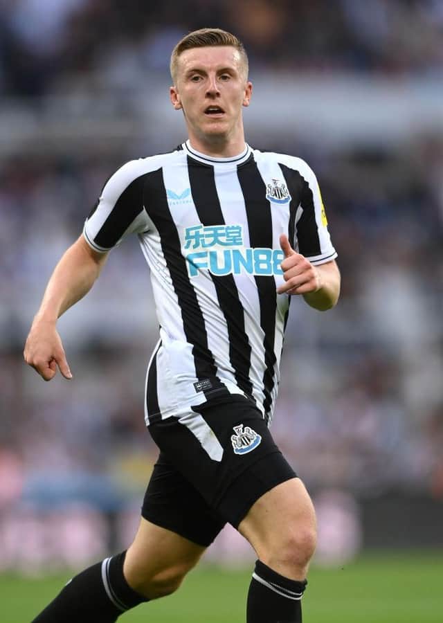 Newcastle player Matt Targett in action during the Pre Season friendly match between Newcastle United and Atalanta at St James' Park on July 29, 2022 in Newcastle upon Tyne, England. (Photo by Stu Forster/Getty Images)