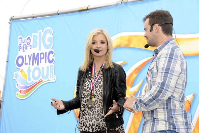 The Olympic torch relay celebration at Herrington Country Park, Sunderland. Blue Peter presenters Barney Harwood and Helen Skelton entertained the crowds in 2012.