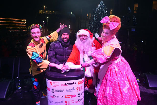 The Christmas lights were switched on by Kevin Phillips, Santa and panto cast members.