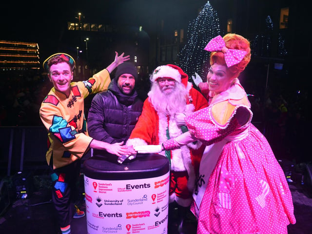 The Christmas lights were switched on by Kevin Phillips, Santa and panto cast members.