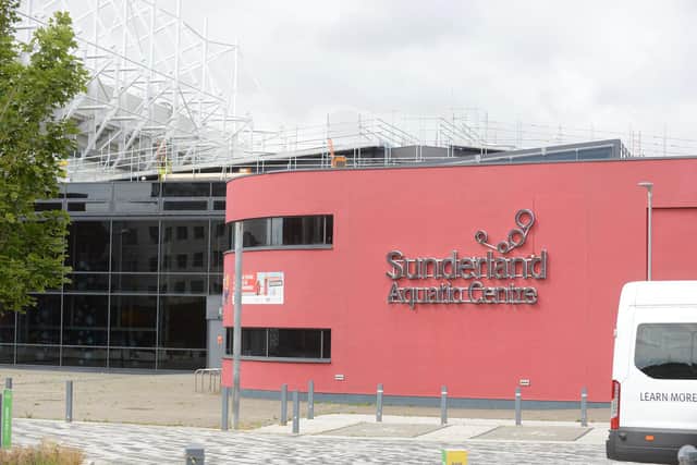 Ongoing roof repairs at Sunderland Aquatic Centre.