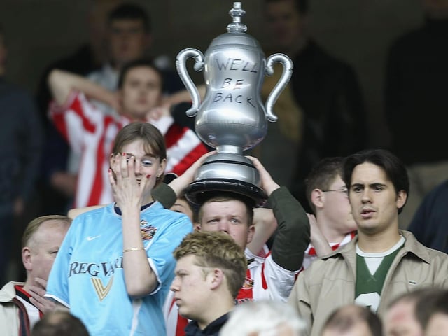 Sunderland fans are disappointed to be relegated after the Premiership match between Birmingham City and Sunderland at St. Andrews, Birmingham on April 12 2003.