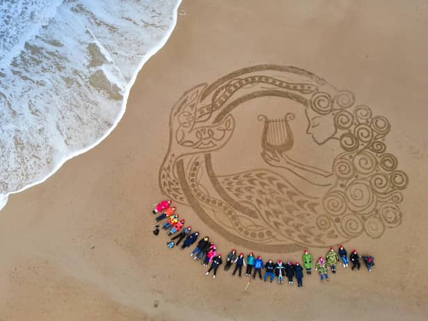 A giant sand art design will be created on Bamburgh Beach to mark the Coronation. Volunteers are welcome to help create the design.