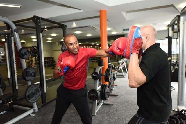 Olympic and Commonwealth athlete Colin Jackson tried a spot of boxing after he opened the re-vamped Aquatic and Wellness Centre in 2015.
