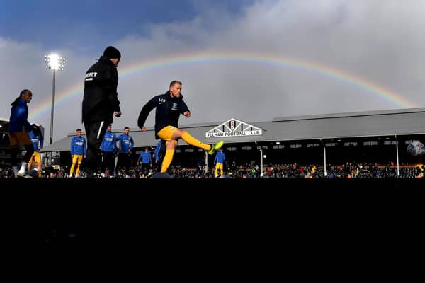 LONDON, ENGLAND - FEBRUARY 29: Jayden Stockley of Preston North End warms up prior to the Sky Bet Championship match between Fulham and Preston North End at Craven Cottage on February 29, 2020 in London, England. (Photo by Alex Davidson/Getty Images)