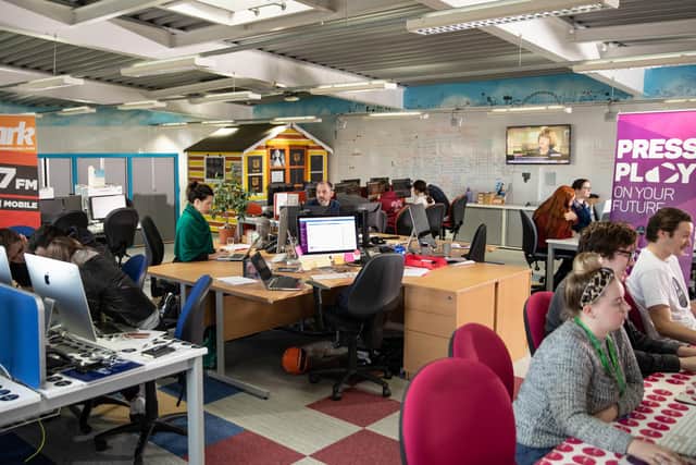 Students in the Media Hub, St Peter’s Campus.
