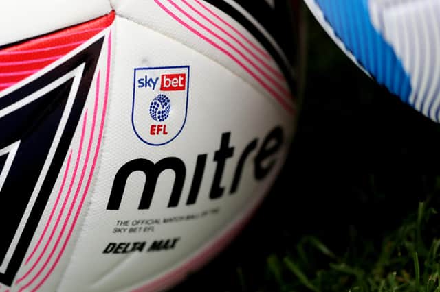 BARNSLEY, ENGLAND - OCTOBER 17: A general view of the Sky Bet EFL official Mitre match ball ahead of the Sky Bet Championship match between Barnsley and Bristol City at Oakwell Stadium on October 17, 2020 in Barnsley, England. Sporting stadiums around the UK remain under strict restrictions due to the Coronavirus Pandemic as Government social distancing laws prohibit fans inside venues resulting in games being played behind closed doors. (Photo by George Wood/Getty Images)