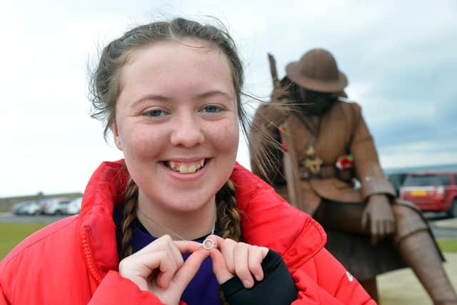 Kayleigh Llewellyn pictured ahead of her charity walk from South Shields to Seaham in 2021.