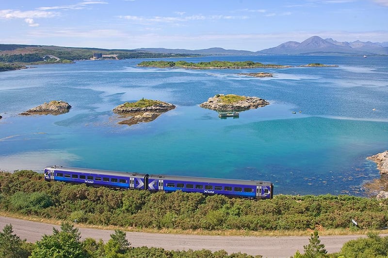 A train approaching Kyle of Lochalsh, on the Kyle line.