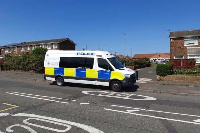 Northumbria Police on Rochdale Way in Sunderland on Wednesday afternoon.