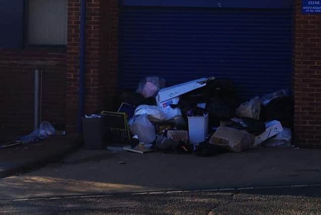 A large pile of rubbish was found on Stoney Lane, outside Southwick's Job Centre.