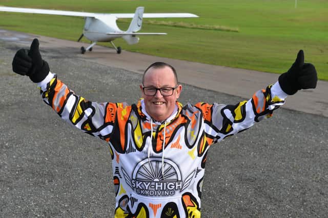 Garry Wallace completed his fundraising sky-dive on Friday, October 8 at Sky-High Skydiving in Shotton Colliery.