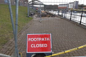 The pathway has been closed to ensure the safety of the public.