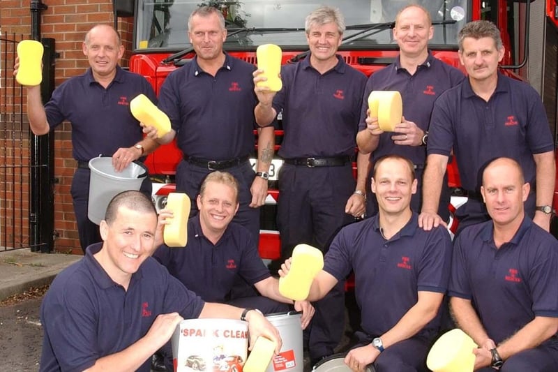Sunderland's Blue Watch firefighters were ready for action on National Car Wash Day in 2004.