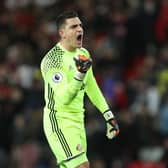 SUNDERLAND, ENGLAND - JANUARY 02: Vito Mannone of Sunderland celebrates as his team draw level for the second time during the Premier League match between Sunderland and Liverpool at Stadium of Light on January 2, 2017 in Sunderland, England. (Photo by Ian MacNicol/Getty Images)