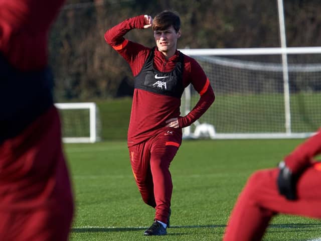 Sean Wilson training with Liverpool Under-23s.