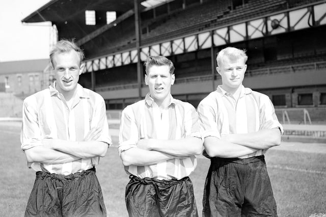 Well it's Shack (here between Ted Purdon and Charlie Fleming). Shortly after his big money (£20,050) move from Newcastle, he scored in this 2-0 win, his first Sunderland appearance at Roker Park (we'll pass lightly over his debut being a 5-1 defeat at Derby County).