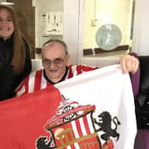 Sunderland AFC players Katie Kitching and Mollie Rouse with resident David