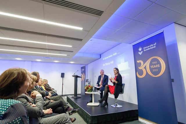 Dr Fiona Hill speaking to staff and students at the University of Sunderland.

Picture: DAVID WOOD